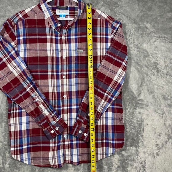 Columbia Lightweight Flannel Red &‎ Blue Plaid Shirt Mens XL Long Sleeve - Picture 5 of 6